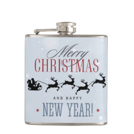 Weihnachtsmann und seine Silhouette "Flying Rentie Flachmann