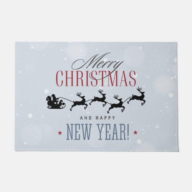 Weihnachtsmann und seine Silhouette "Flying Rentie Fußmatte (Vorderseite)