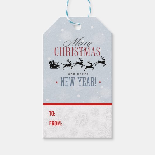 Weihnachtsmann und seine Silhouette "Flying Rentie Geschenkanhänger (Vorderseite)