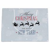 Weihnachtsmann und seine Silhouette "Flying Rentie Große Geschenktüte (Vorderseite)