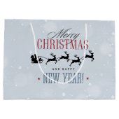 Weihnachtsmann und seine Silhouette "Flying Rentie Große Geschenktüte (Rückseite)