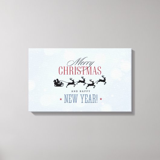 Weihnachtsmann und seine Silhouette "Flying Rentie Leinwanddruck (Vorderseite)