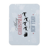 Weihnachtsmann und seine Silhouette "Flying Rentie Magnet (Vertikal)