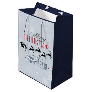 Weihnachtsmann und seine Silhouette "Flying Rentie Mittlere Geschenktüte