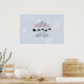 Weihnachtsmann und seine Silhouette "Flying Rentie Poster (Küche)