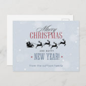 Weihnachtsmann und seine Silhouette "Flying Rentie Postkarte (Vorne/Hinten)