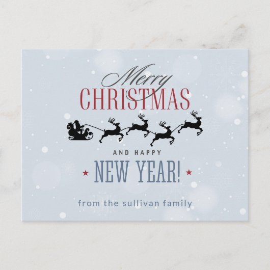 Weihnachtsmann und seine Silhouette "Flying Rentie Postkarte (Vorderseite)