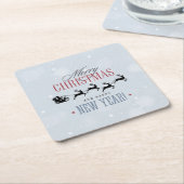 Weihnachtsmann und seine Silhouette "Flying Rentie Rechteckiger Pappuntersetzer (angewinkelt)