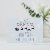 Weihnachtsmann und seine Silhouette "Flying Rentie Save The Date (Stehend Vorderseite)