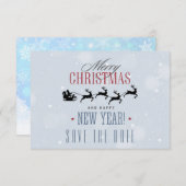 Weihnachtsmann und seine Silhouette "Flying Rentie Save The Date (Vorne/Hinten)