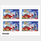 Weihnachtsmann und seine Weihnachtsaufkleber Rechteckiger Aufkleber (Blatt)