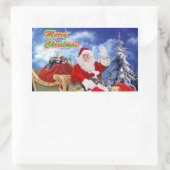 Weihnachtsmann und seine Weihnachtsaufkleber Rechteckiger Aufkleber (Tasche)