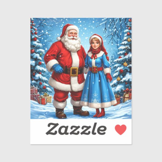 Weihnachtsmann und Snow Maiden Aufkleber (Blatt)