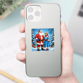 Weihnachtsmann und Snow Maiden Aufkleber (Telefon)