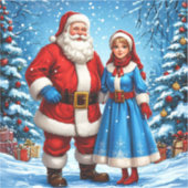 Weihnachtsmann und Snow Maiden Aufkleber (Vorderseite)