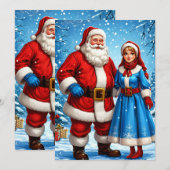 Weihnachtsmann und Snow Maiden Einladung (Vorne/Hinten)
