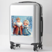 Weihnachtsmann und Snow Maiden feiern Weihnachten Aufkleber (Koffer)