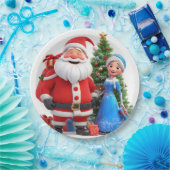 Weihnachtsmann und Snow Maiden feiern Weihnachten Pappteller (Party)