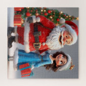 Weihnachtsmann und Snow Maiden feiern Weihnachten Puzzle (Horizontal)