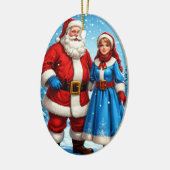 Weihnachtsmann und Snow Maiden Keramik Ornament (Links)