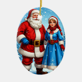 Weihnachtsmann und Snow Maiden Keramik Ornament