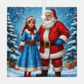 Weihnachtsmann und Snow Maiden Ornament Aus Glas (Rückseite)