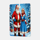 Weihnachtsmann und Snow Maiden Ornament Aus Metall (Vorderseite links)