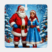 Weihnachtsmann und Snow Maiden Ornament Aus Metall (Rückseite)
