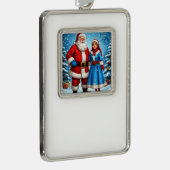 Weihnachtsmann und Snow Maiden Rahmen-Ornament Silber (Rechts)