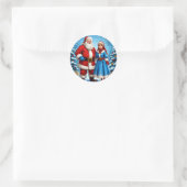 Weihnachtsmann und Snow Maiden Runder Aufkleber (Tasche)