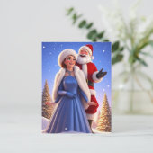 Weihnachtsmann und Snow Maiden Weihnachtsgeschicht Postkarte (Stehend Vorderseite)