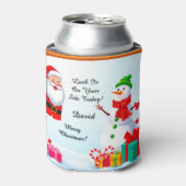 Weihnachtsmann und Snowman feiern Weihnachten Dosenkühler (Kanne Vorderseite)