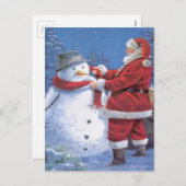 Weihnachtsmann und Snowman Feiertagspostkarte (Vorne/Hinten)