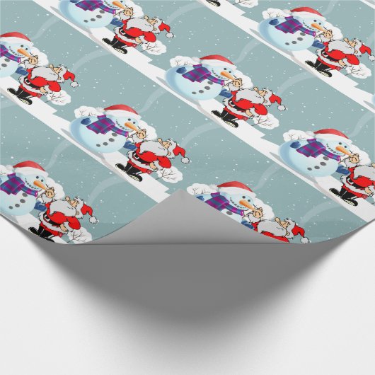 Weihnachtsmann und Snowman Geschenkpapier (Ecke)