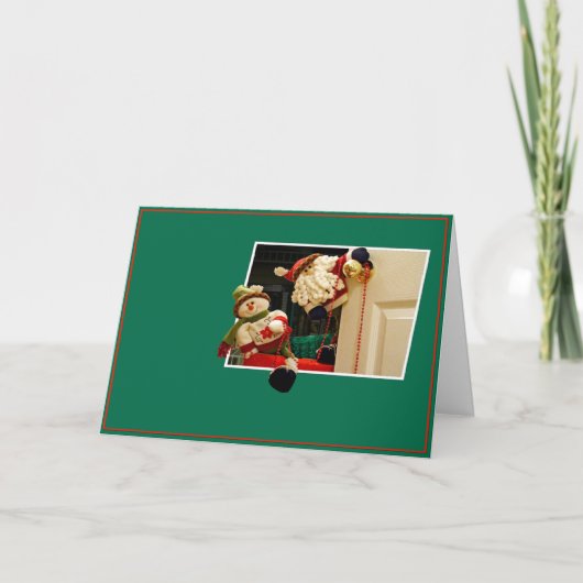 Weihnachtsmann und Snowman Grußkarte Feiertagskarte (Vorderseite)