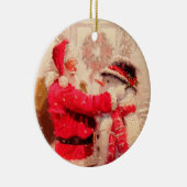 Weihnachtsmann und Snowman Keramik Ornament (Rechts)