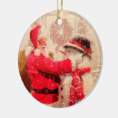 Weihnachtsmann und Snowman Keramik Ornament (Links)