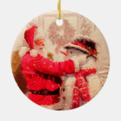 Weihnachtsmann und Snowman Keramik Ornament (Hinten)
