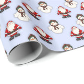 Weihnachtsmann und Snowman Wrapping Paper (blau) Geschenkpapier (Rolleneckpunkt)