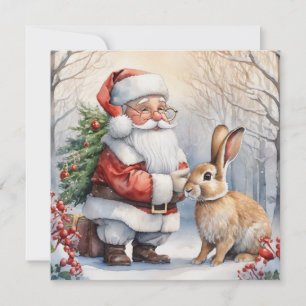 Weihnachtsmann und Sonnige Natur Illustration Feiertagskarte