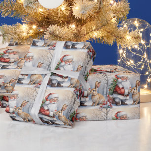 Weihnachtsmann und Sonnige Natur Illustration Geschenkpapier
