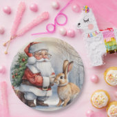 Weihnachtsmann und Sonnige Natur Illustration Pappteller (Party)