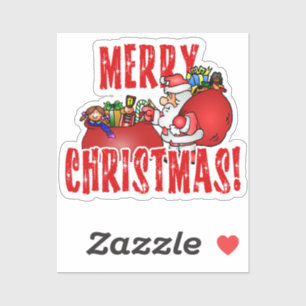 Weihnachtsmann und Spielzeugtasche Weihnachten Aufkleber