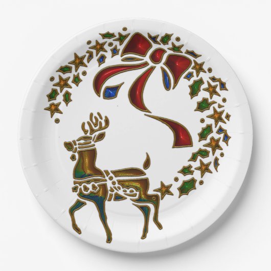 Weihnachtsmann und Sterne Pappteller (Vorderseite)