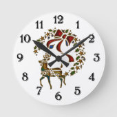Weihnachtsmann und Sterne Runde Wanduhr (Vorderseite)