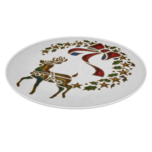 Weihnachtsmann und Sterne Schneidebrett (Ecke)