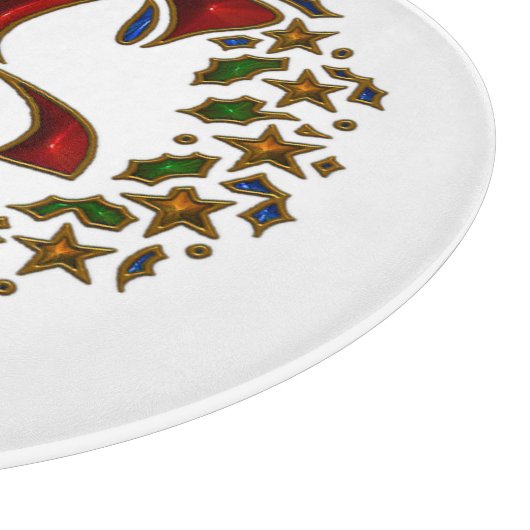 Weihnachtsmann und Sterne Schneidebrett (Ecke)