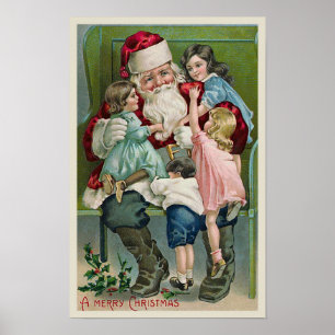 "Weihnachtsmann und vier Kinder" Poster