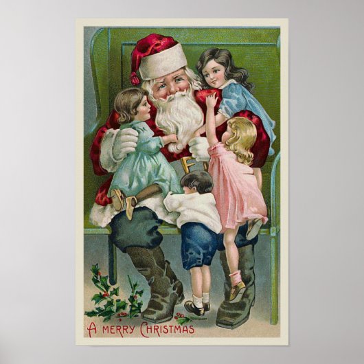 "Weihnachtsmann und vier Kinder" Poster (Vorne)