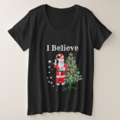 Weihnachtsmann und Weihnachtsbaum (dunkles Shirt) Große Größe T-Shirt (Design vorne)